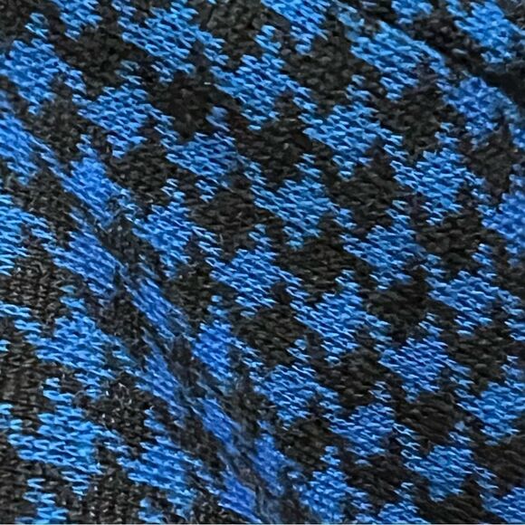 Vtg 60s 70s Houndstooth Blue Black Houndstooth Knit High Waist Stretch Pant M - Picture 10 of 13